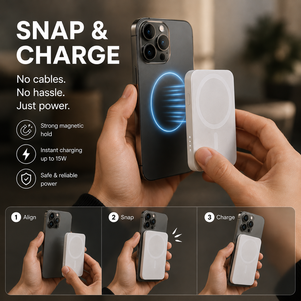 Recharch Magnetic Power Bank 5000mAh Wireless